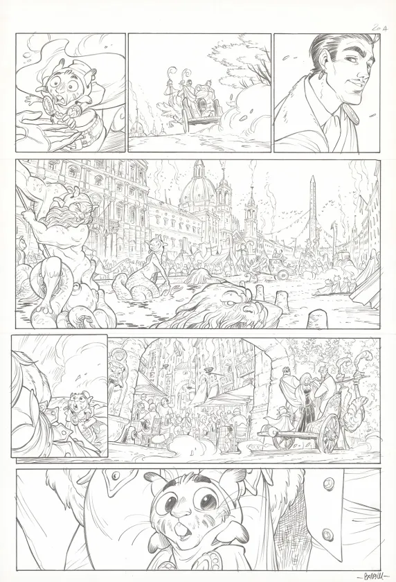 Black and white original page, Ekhö Monde miroir, Le Secret des Preshauns (T.5), Alessandro Barbucci