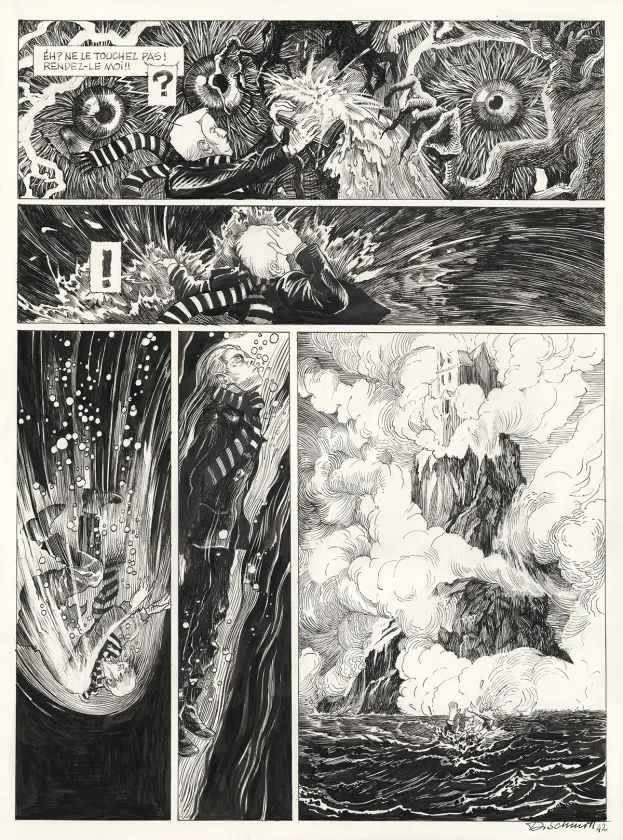 Black and white original page, Le Bestiaire du crépuscule, Daria Schmitt