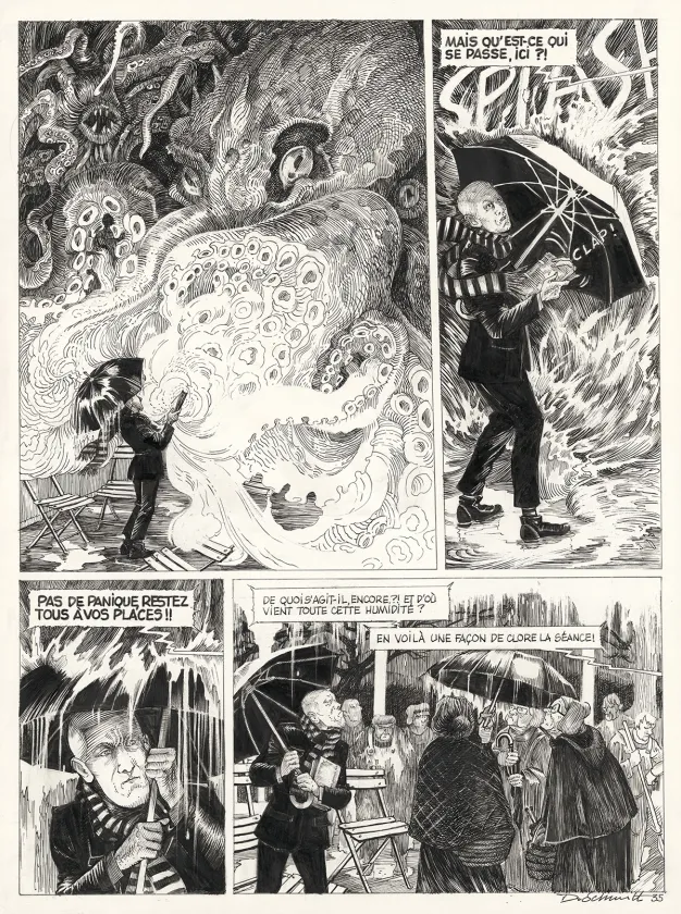 Black and white original page, Le Bestiaire du crépuscule, Daria Schmitt