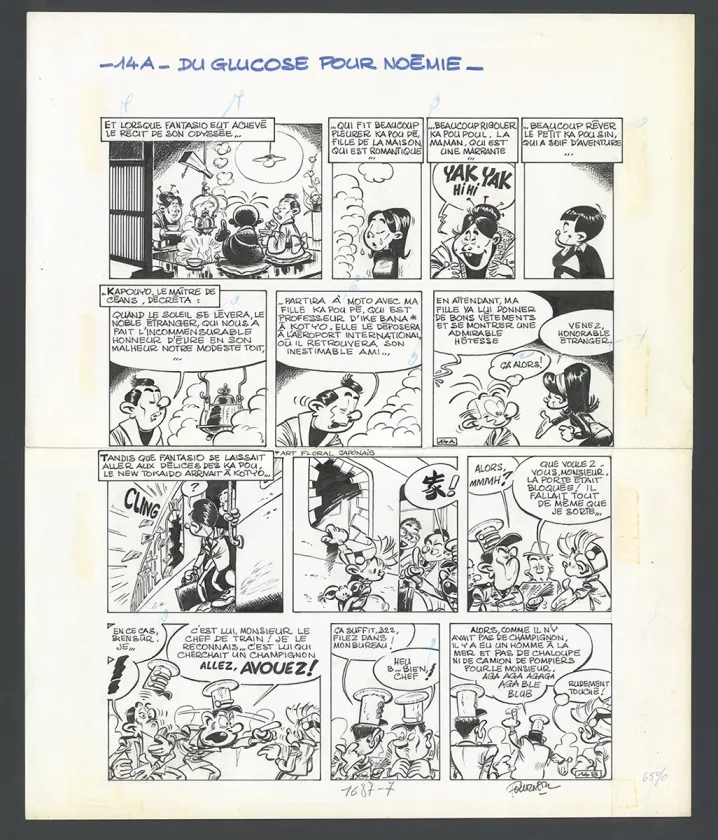 Black and white original page, Spirou et Fantasio, Du Glucose pour Noémie (T.21), Jean-Claude Fournier