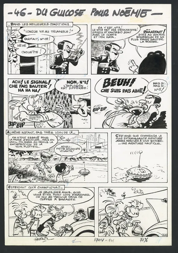 Planche noir et blanc, Spirou et Fantasio, Du Glucose pour Noémie (T.21), Jean-Claude Fournier