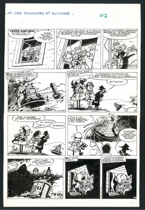 Planche noir et blanc, Spirou et Fantasio, Du cidre pour les étoiles (T.26), Jean-Claude Fournier