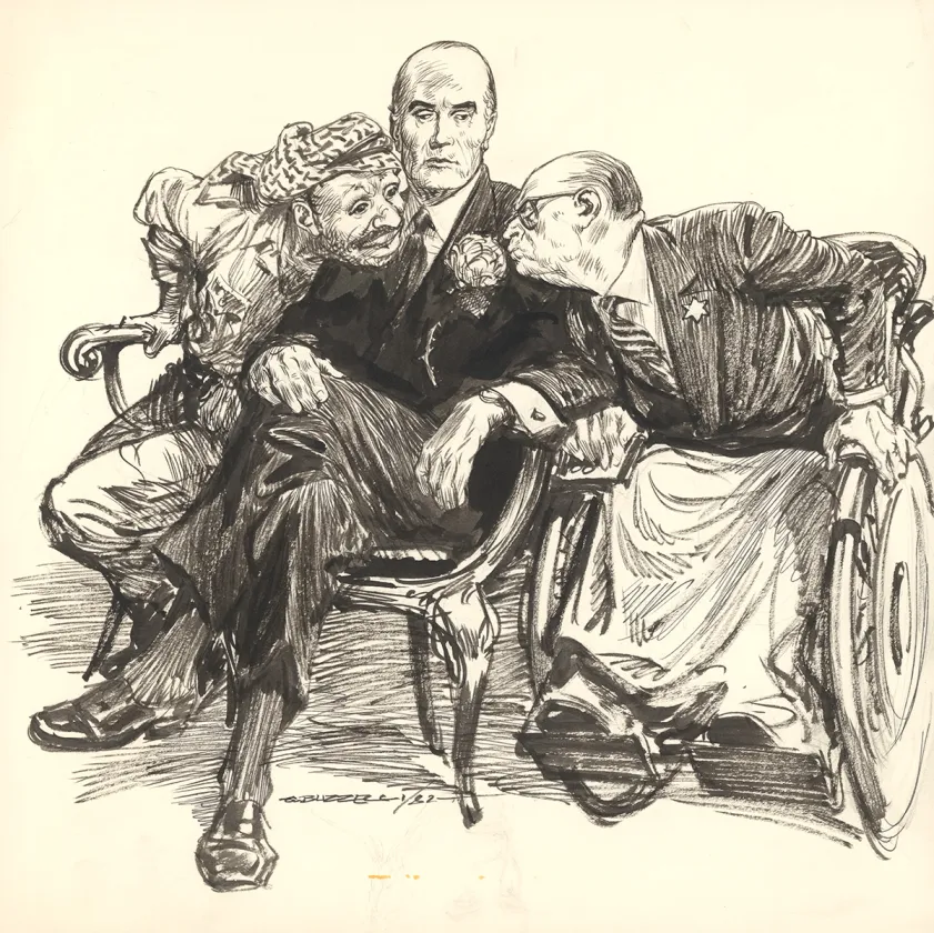 Black and white illustration, Guido Buzzelli