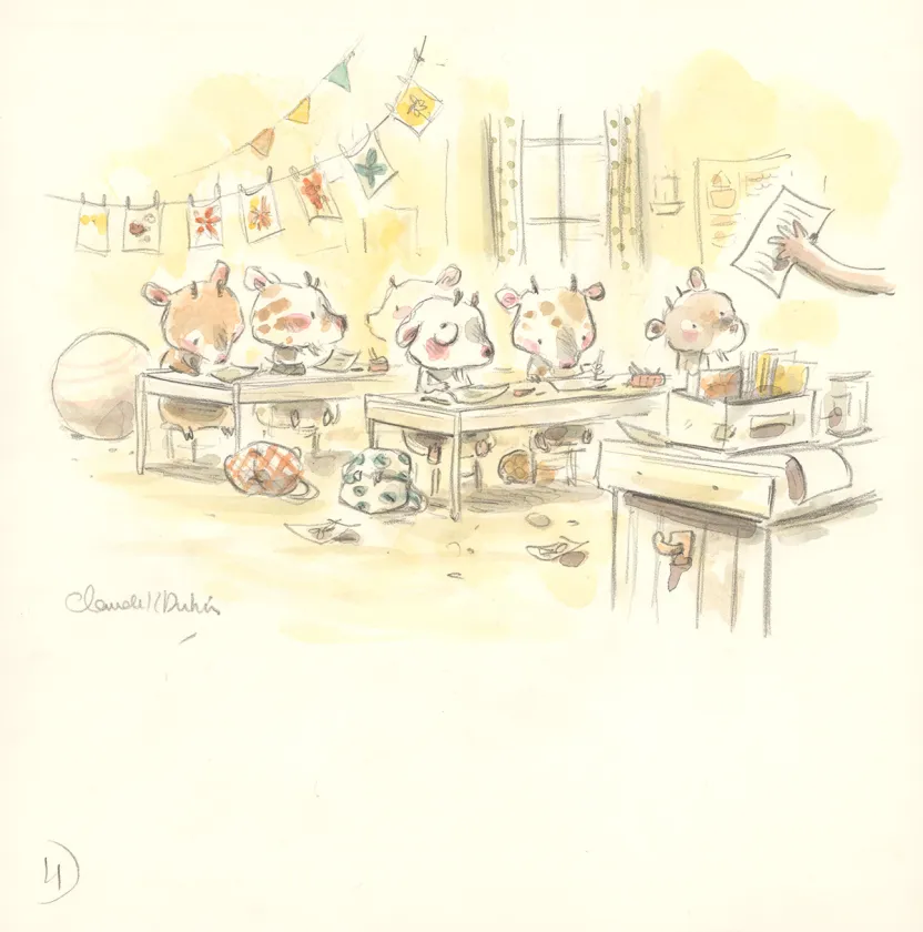 Illustration couleur, Bibi, Bibi et le secret des doudous, Claude K. Dubois