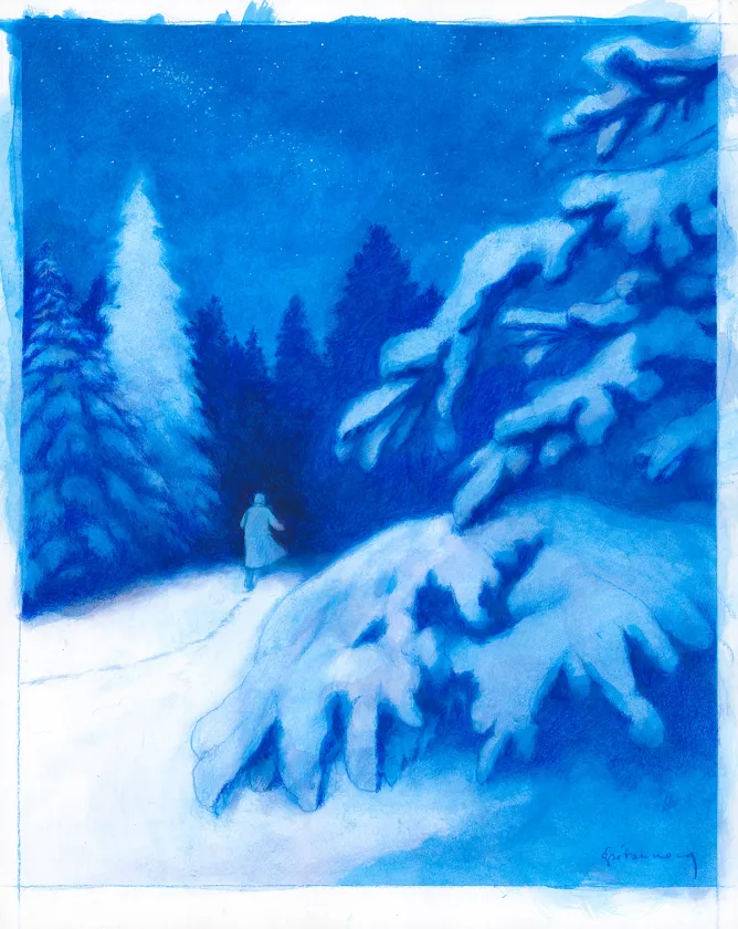 Illustration couleur, Les Grands Cerfs, Gaétan Nocq