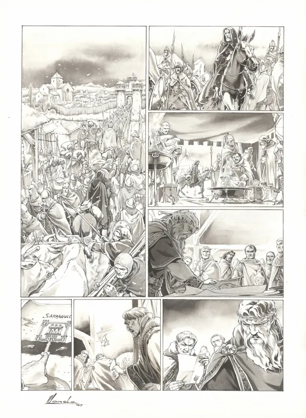 Planche noir et blanc, Chroniques de Roncevaux, La Légende de Roland (T.1), Juan Luis Landa