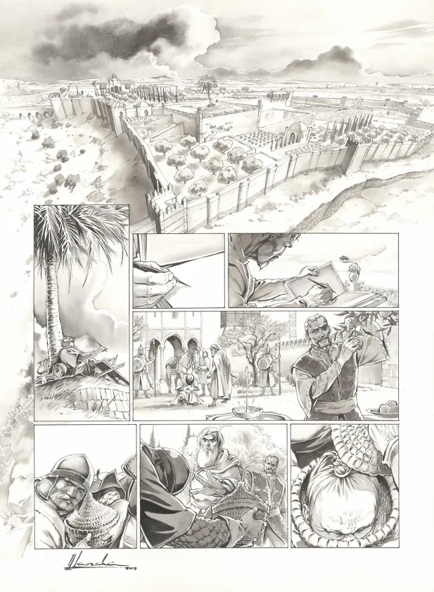 Planche noir et blanc, Chroniques de Roncevaux, La Légende de Roland (T.1), Juan Luis Landa
