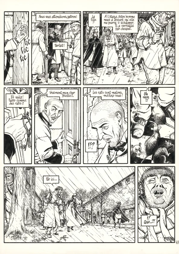 Black and white original page, Les Voleurs d'Empire, Chat qui mord (T.5), Martin Jamar