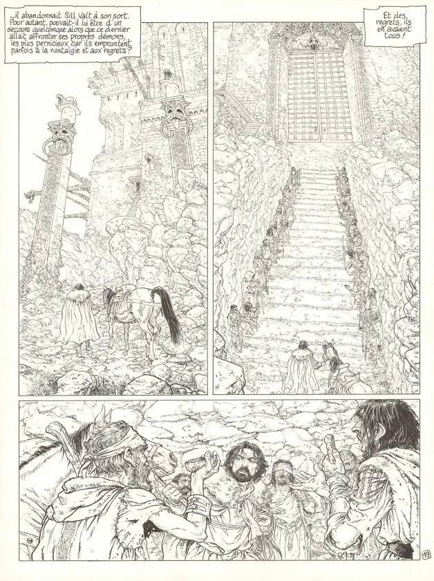 Black and white original page, Complainte des Landes Perdues, Sill Valt (T.8), Philippe Delaby