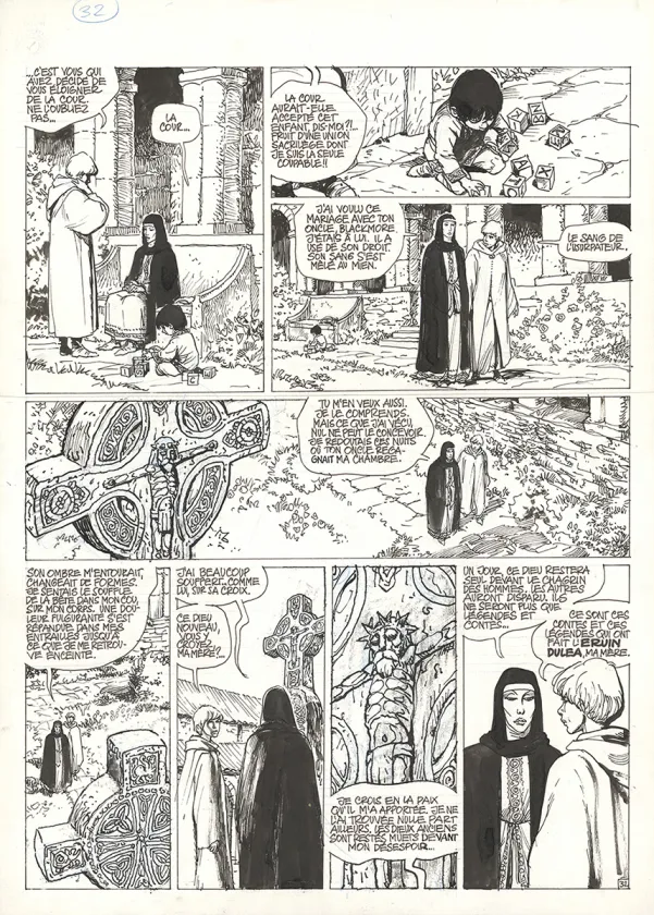 Planche noir et blanc, Complainte des Landes Perdues, Dame Gerfaut (T.3), Grzegorz Rosinski