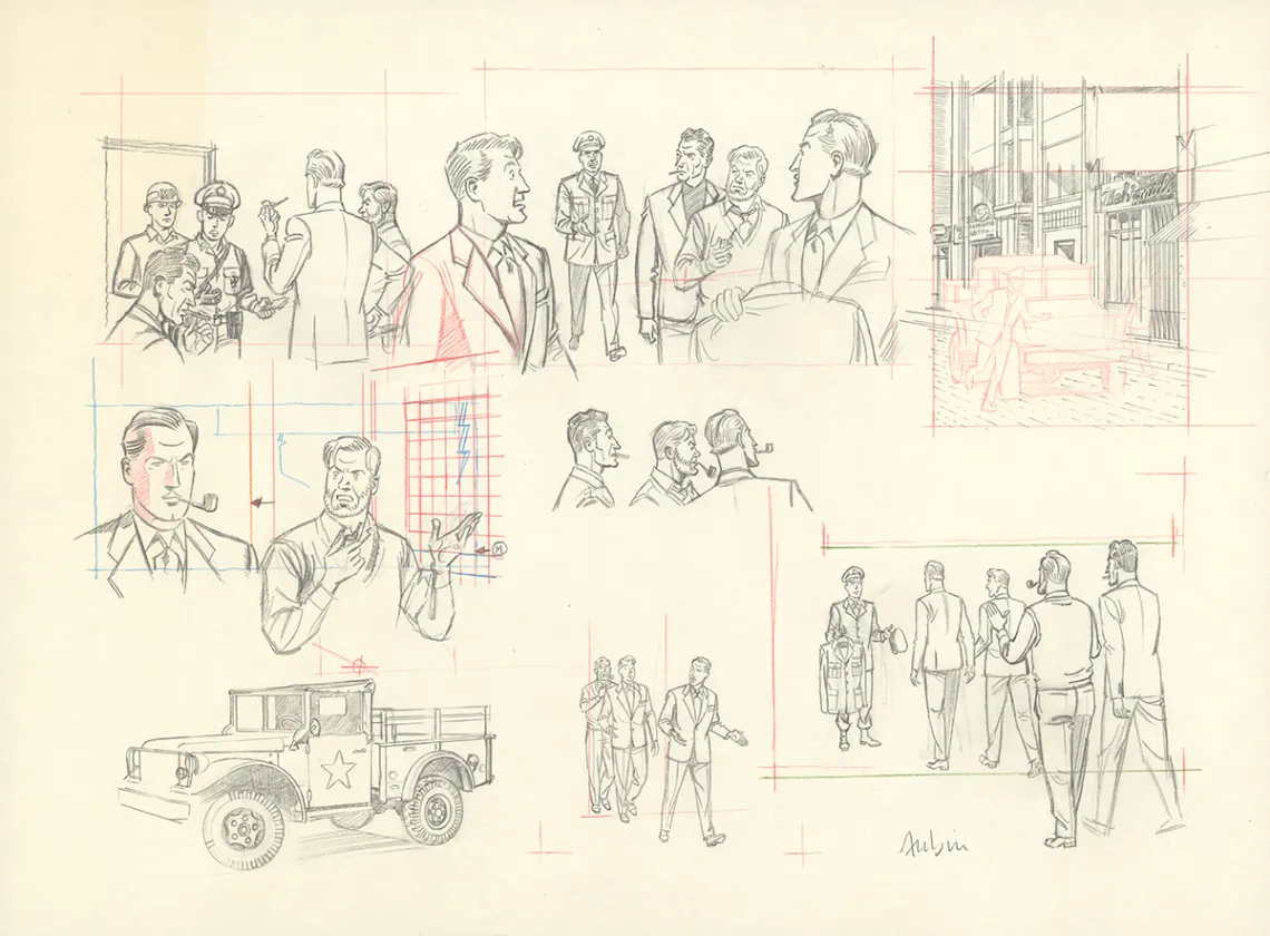 Sketch, Blake et Mortimer, Huit heures à Berlin (T.29), Antoine Aubin