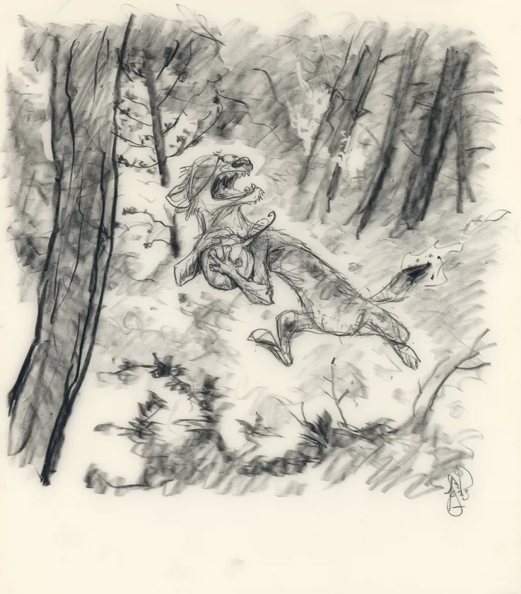 Black and white illustration, Peter de Sève