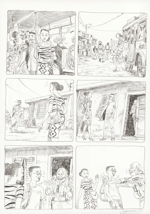 Planche noir et blanc, Aya de Yopougon, Volume 7 (T.7), Clément Oubrerie