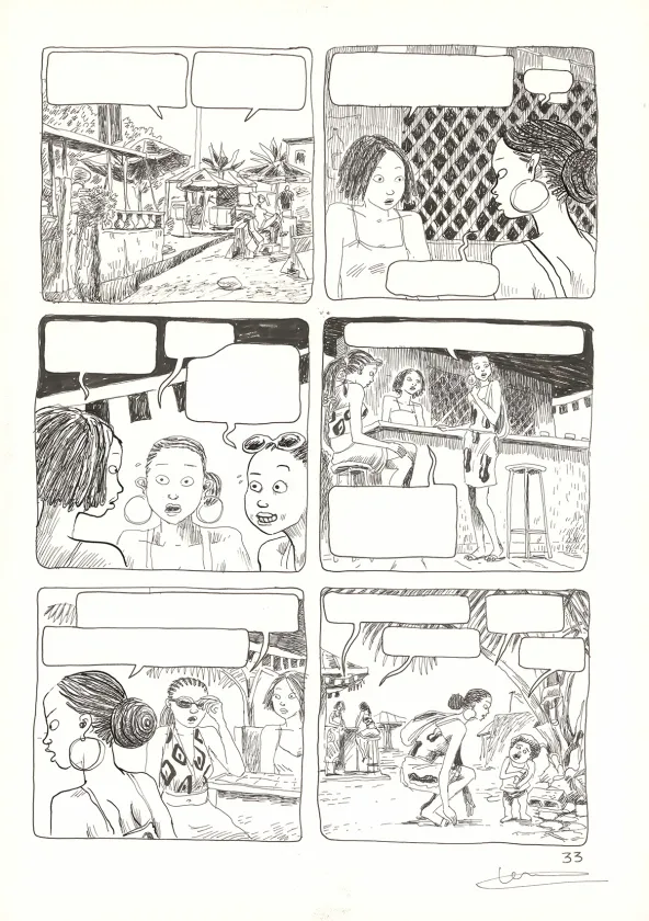 Planche noir et blanc, Aya de Yopougon, Volume 5 (T.5), Clément Oubrerie
