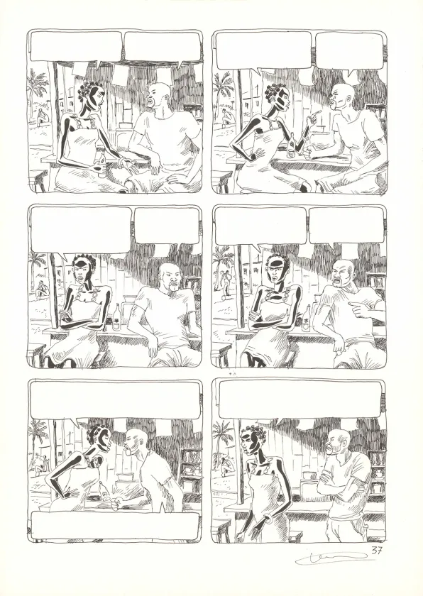 Black and white original page, Aya de Yopougon, Volume 4 (T.4), Clément Oubrerie