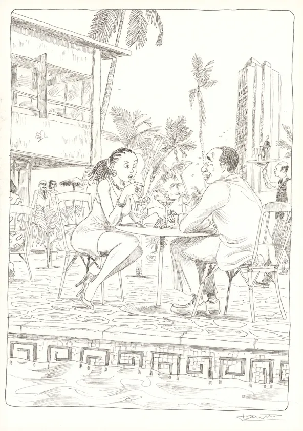 Planche noir et blanc, Aya de Yopougon, Volume 7 (T.7), Clément Oubrerie