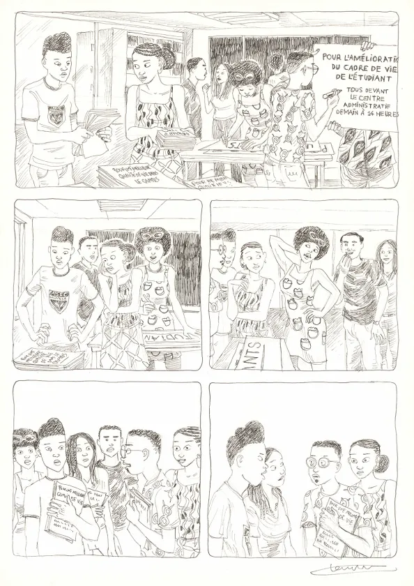 Planche noir et blanc, Aya de Yopougon, Volume 7 (T.7), Clément Oubrerie