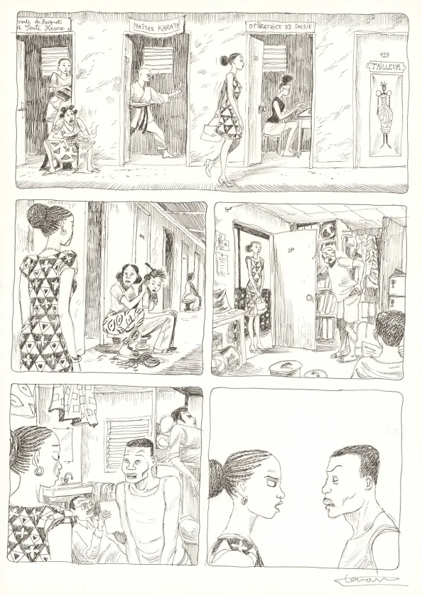 Planche noir et blanc, Aya de Yopougon, Volume 7 (T.7), Clément Oubrerie