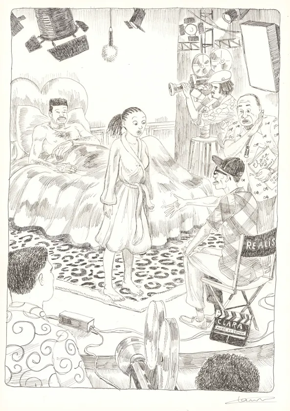 Planche noir et blanc, Aya de Yopougon, Volume 7 (T.7), Clément Oubrerie