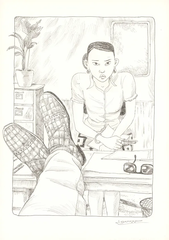 Planche noir et blanc, Aya de Yopougon, Volume 7 (T.7), Clément Oubrerie