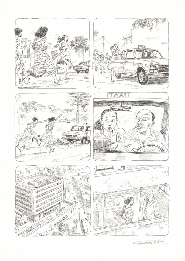 Planche noir et blanc, Aya de Yopougon, Volume 7 (T.7), Clément Oubrerie