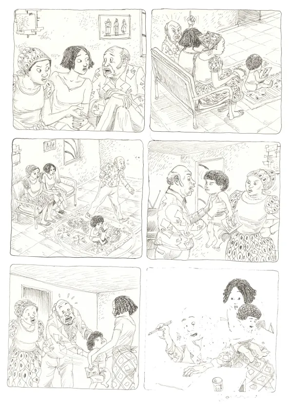 Planche noir et blanc, Aya de Yopougon, Volume 7 (T.7), Clément Oubrerie