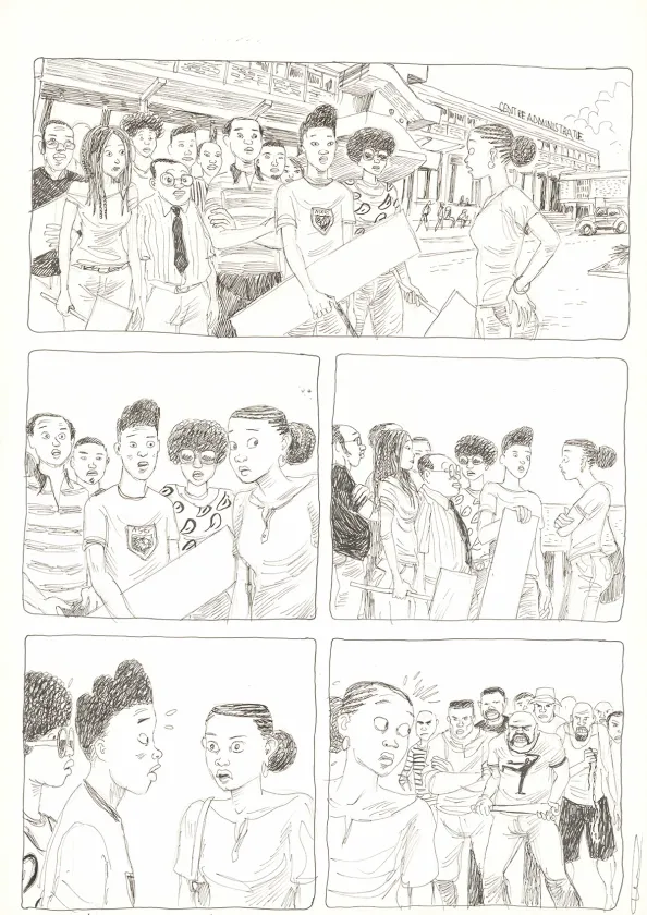 Planche noir et blanc, Aya de Yopougon, Volume 7 (T.7), Clément Oubrerie