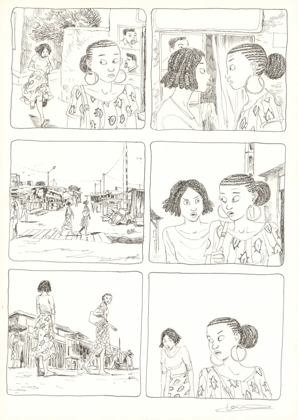 Black and white original page, Aya de Yopougon, Volume 7 (T.7), Clément Oubrerie