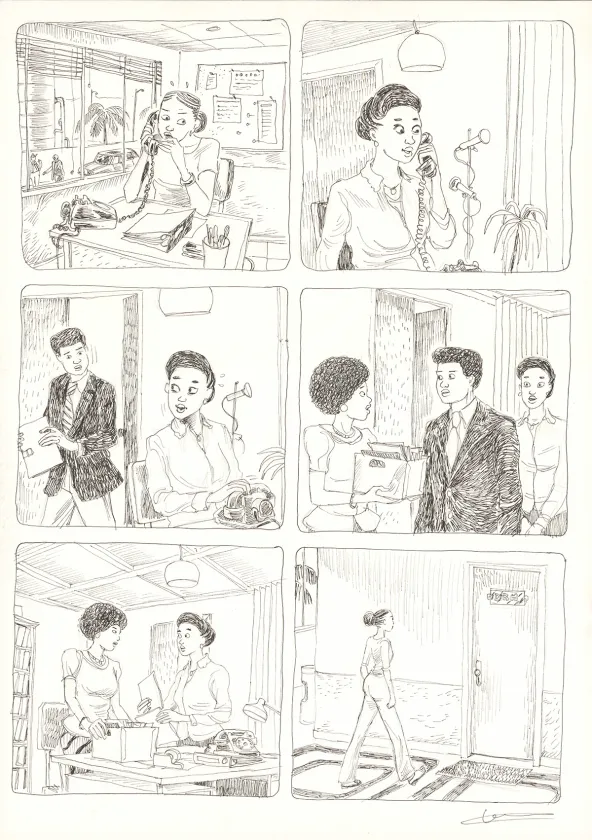 Black and white original page, Aya de Yopougon, Volume 7 (T.7), Clément Oubrerie