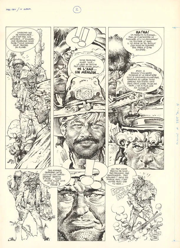 Black and white original page, Mac Coy, Le Triomphe de Mac Coy (T.4), Antonio Hernandez Palacios