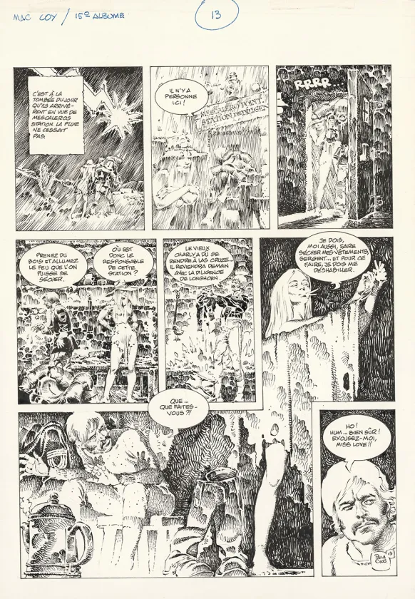 Black and white original page, Mac Coy, Mescaleros Station (T.15), Antonio Hernandez Palacios