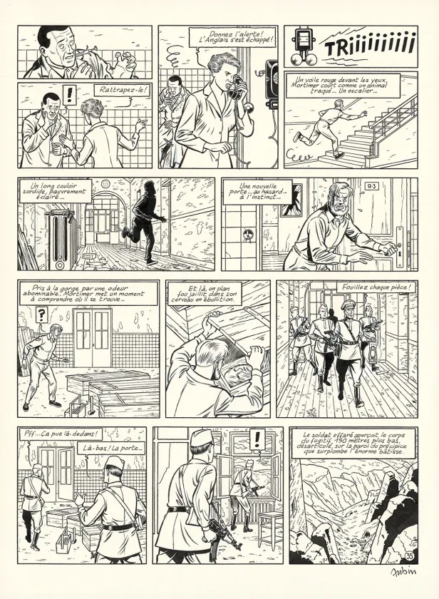 Planche noir et blanc, Blake et Mortimer, Huit heures à Berlin (T.29), Antoine Aubin