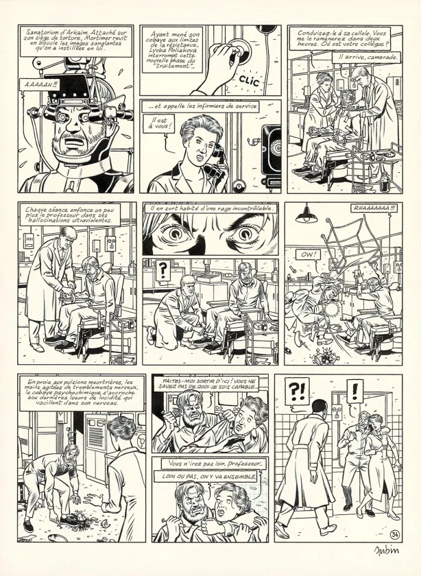 Planche noir et blanc, Blake et Mortimer, Huit heures à Berlin (T.29), Antoine Aubin