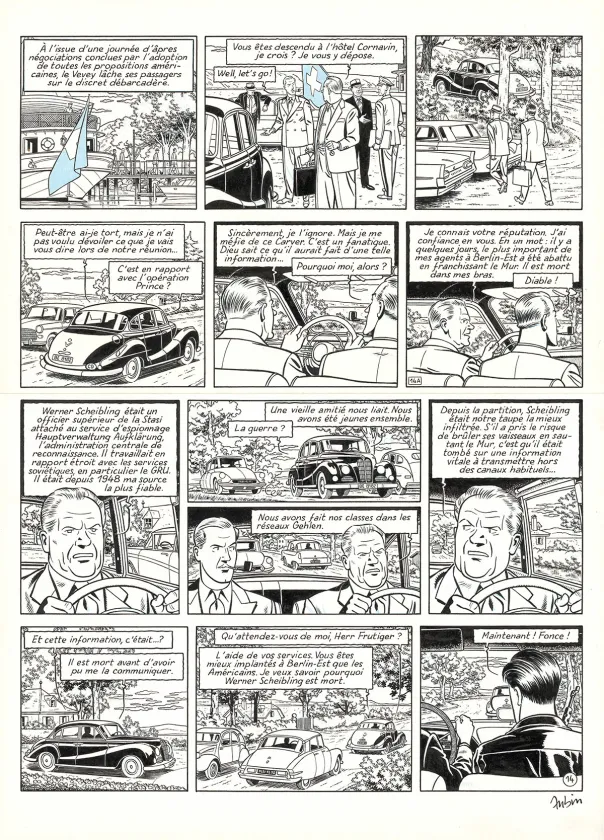 Black and white original page, Blake et Mortimer, Huit heures à Berlin (T.29), Antoine Aubin