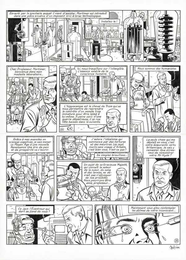 Black and white original page, Blake et Mortimer, Huit heures à Berlin (T.29), Antoine Aubin