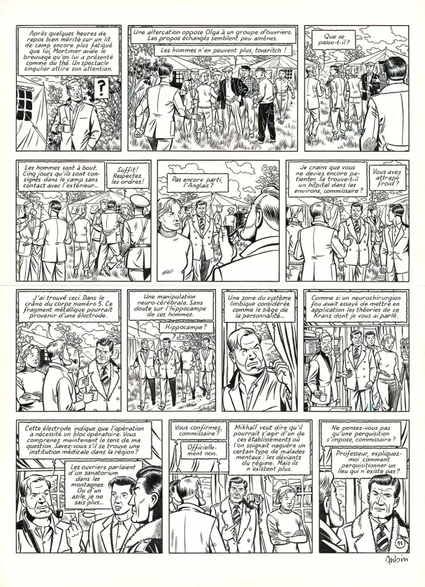 Black and white original page, Blake et Mortimer, Huit heures à Berlin (T.29), Antoine Aubin