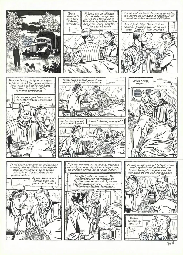 Black and white original page, Blake et Mortimer, Huit heures à Berlin (T.29), Antoine Aubin