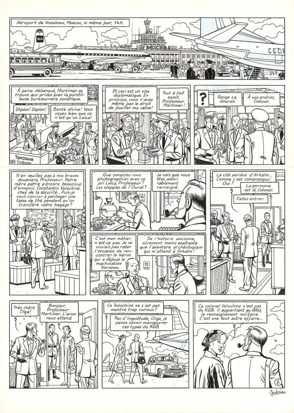 Black and white original page, Blake et Mortimer, Huit heures à Berlin (T.29), Antoine Aubin