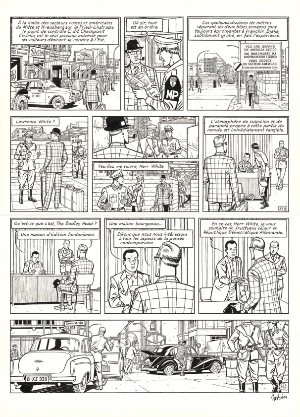 Planche noir et blanc, Blake et Mortimer, Huit heures à Berlin (T.29), Antoine Aubin