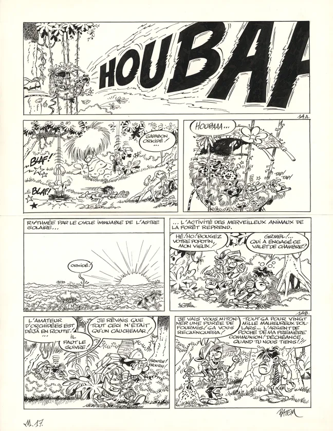 Planche noir et blanc, Le Marsupilami, L'Orchidée des Chahutas (T.17),  Batem