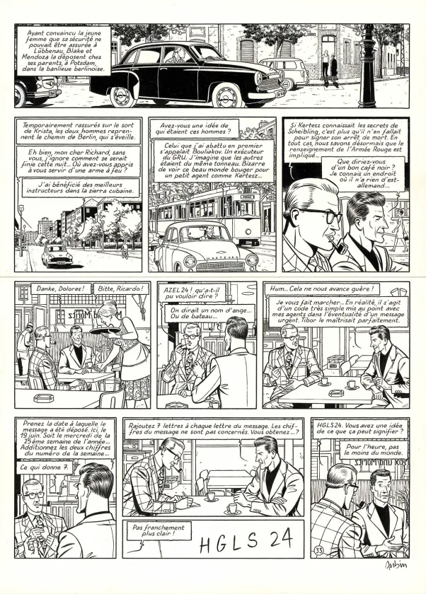 Black and white original page, Blake et Mortimer, Huit heures à Berlin (T.29), Antoine Aubin