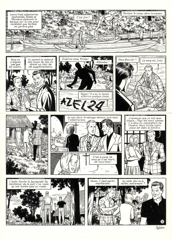 Black and white original page, Blake et Mortimer, Huit heures à Berlin (T.29), Antoine Aubin