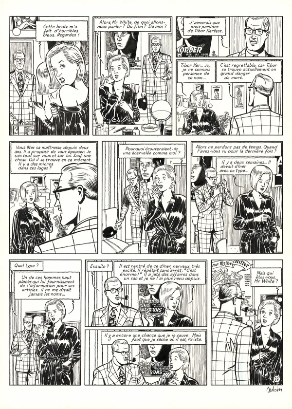 Black and white original page, Blake et Mortimer, Huit heures à Berlin (T.29), Antoine Aubin