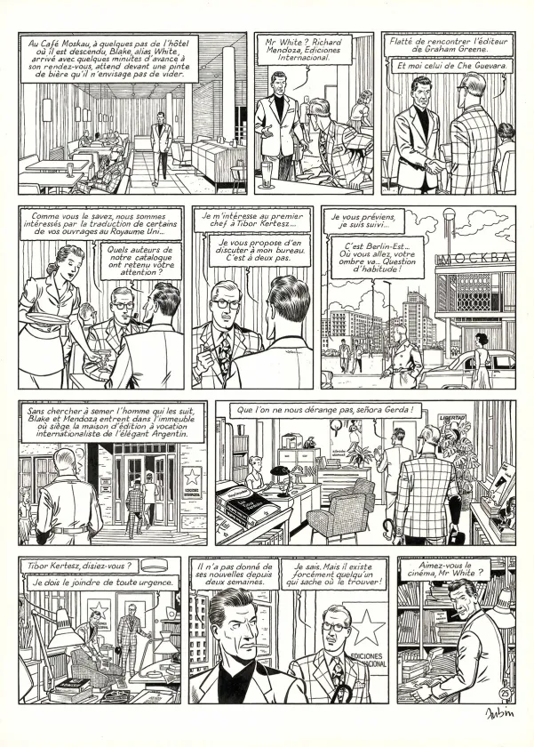 Black and white original page, Blake et Mortimer, Huit heures à Berlin (T.29), Antoine Aubin