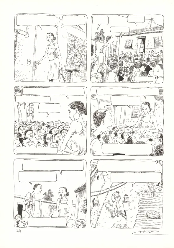Black and white original page, Aya de Yopougon, Volume 4 (T.4), Clément Oubrerie