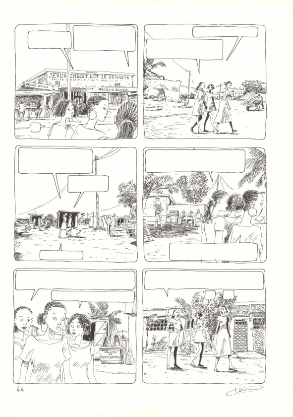 Black and white original page, Aya de Yopougon, Volume 4 (T.4), Clément Oubrerie