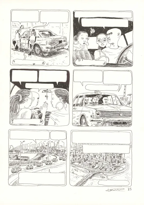 Black and white original page, Aya de Yopougon, Volume 4 (T.4), Clément Oubrerie