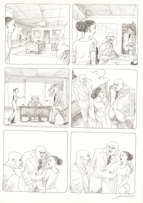Planche noir et blanc, Aya de Yopougon, Volume 7 (T.7), Clément Oubrerie