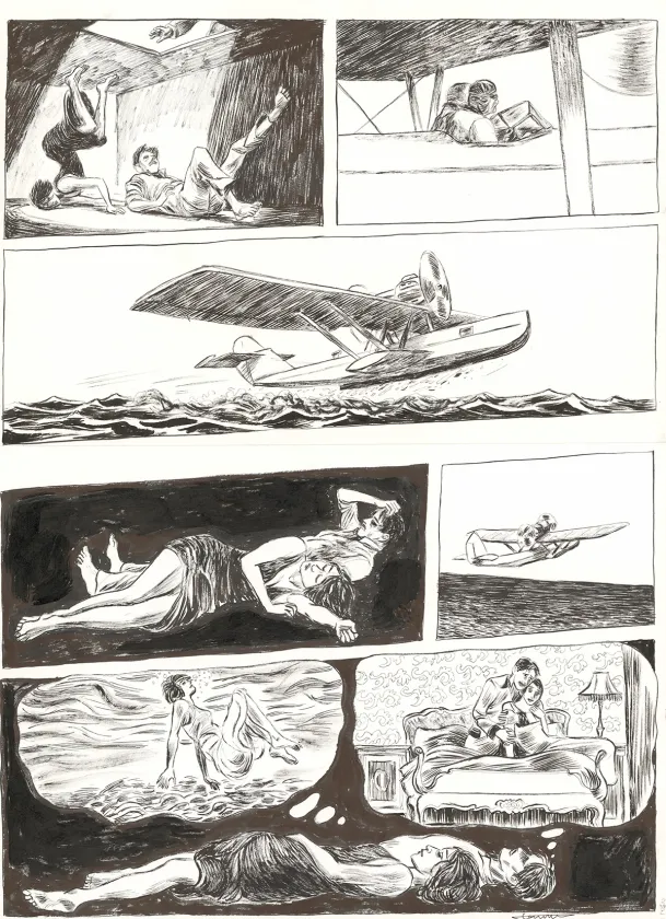 Planche noir et blanc, Renée Stone (Une aventure de), Le Piège de la Mer Rouge (T.2), Clément Oubrerie
