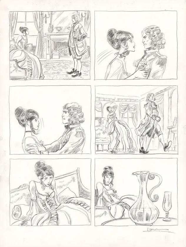 Planche noir et blanc, Voltaire amoureux, Voltaire très amoureux (T.2), Clément Oubrerie